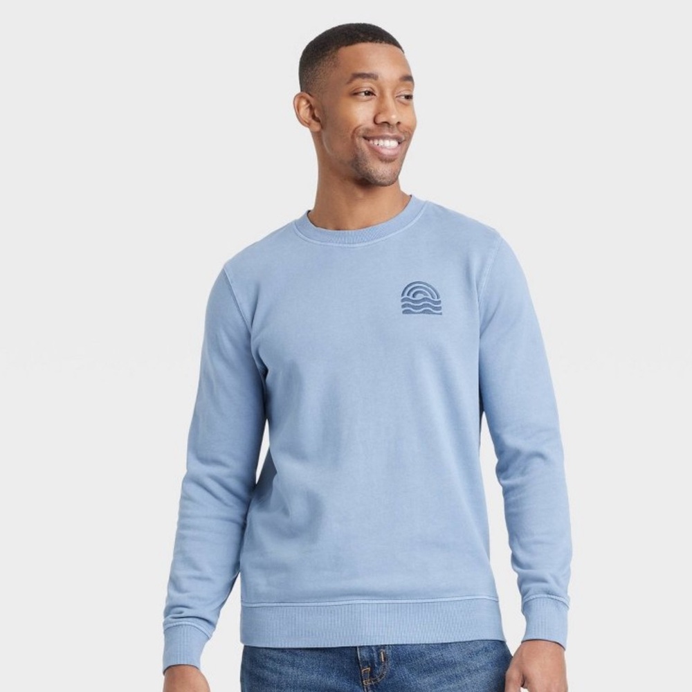 Casual Blue Crewneck Sweater